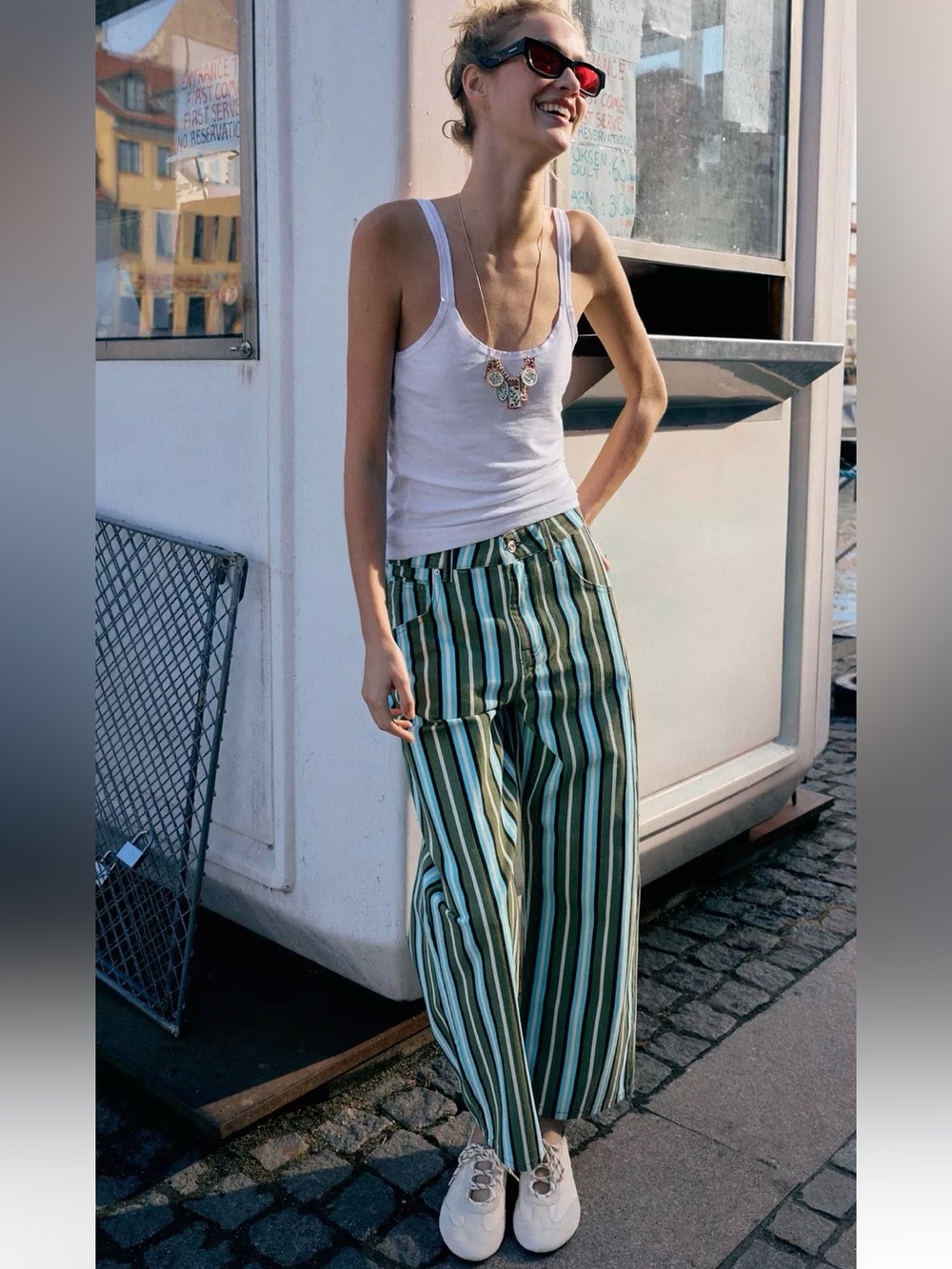 Zara Z1975 STRIPED BARREL JEANS - Picture 2 of 11